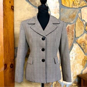 EVAN-PICONE Glen Plaid Lined Blazer Black Brown Maroon (14P)